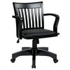 Deluxe Wood Banker's Chair With Vinyl Padded Seat, Black