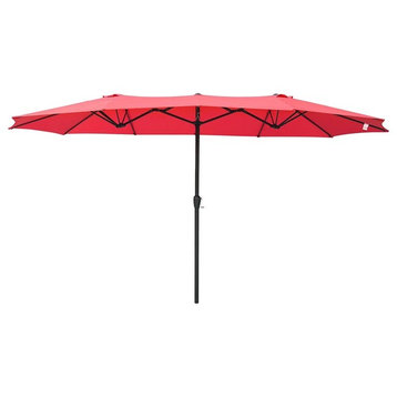 Yescom 14' Double-sided Twin Patio Umbrella Sun Shade Crank Outdoor Red