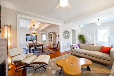 Trendy living room photo in New York