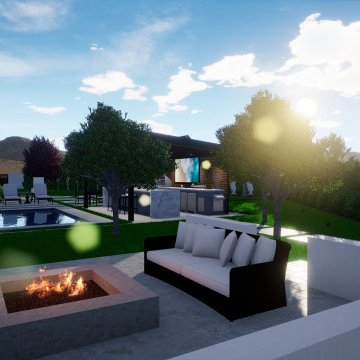 Complete Landscape Including Custom Pergola and Sports Court For Outdoor Living