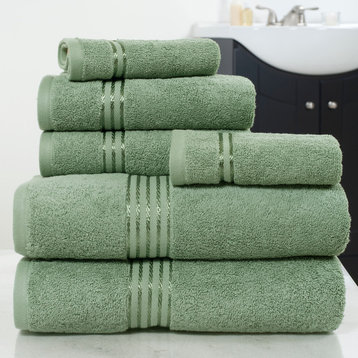 100% Cotton Hotel 6 Piece Towel Set by Lavish Home, Green