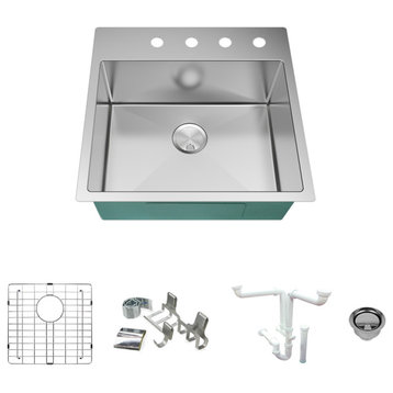 Transolid Diamond 23"x22" Single Bowl Dual-Mount Sink Kit in Stainless Steel
