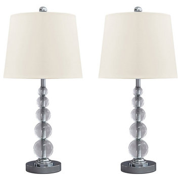 Ashley Furniture Joaquin Crystal Table Lamp in Silver (Set of 2)