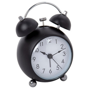 Classic Round Bell Alarm Clock, 3.5"x5.25", Black
