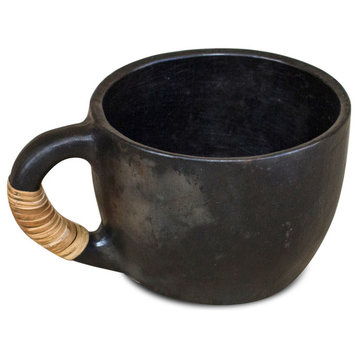 Artisan Handmade Black Round Ceramic Teacup