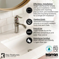 Karran KBF430 1-Hole 1-Handle Basin Faucet With Pop-up Drain, Chrome