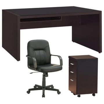 Home Square 3 Piece Set with Computer Desk Office Chair & Mobile File Cabinet