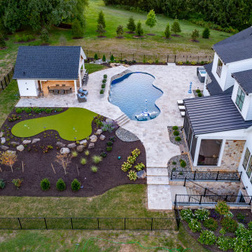 Pool, LED Waterfalls & Pool House