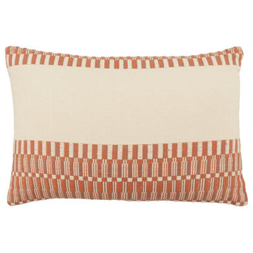 Jaipur Living Letsami Terracotta and Ivory Tribal Poly Fill Lumbar Pillow 13x21