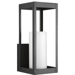 Progress Lighting - Patewood Collection 1-Light Large Wall Lantern, Black - Patewood lanterns have a modern shadowbox housing in a sleek Black finish constructed from durable stainless steel for years of reliability. The pillar candle style diffusers provide a crisp illumination for a pleasing complement to your homes exterior. Uses One 100 W Medium Base bulb (not included).