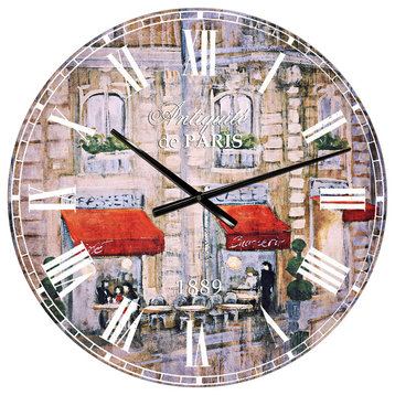 Love in Paris Ii Romantic French Country Oversized Metal Clock, 23x23