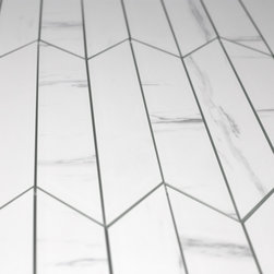 Abolos - Nature 3.75 in x 11.75 in Glass Chevron Tile in Carrara White - Mosaic Tile
