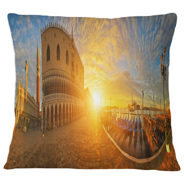Bright Sunrise in Italy Panorama Cityscape Throw Pillow, 18"x18"