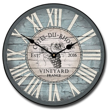 Wine Clock Vintage Blue, 24"