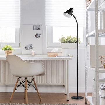 Novogratz 59" 1-Light LED Floor Lamp, Black, Matte Finish, Plastic Mesh Shade, L