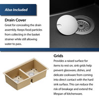 Karran Undermount 32.5 in. Double 50/50 Bowl Workstation Kitchen Sink, Bisque