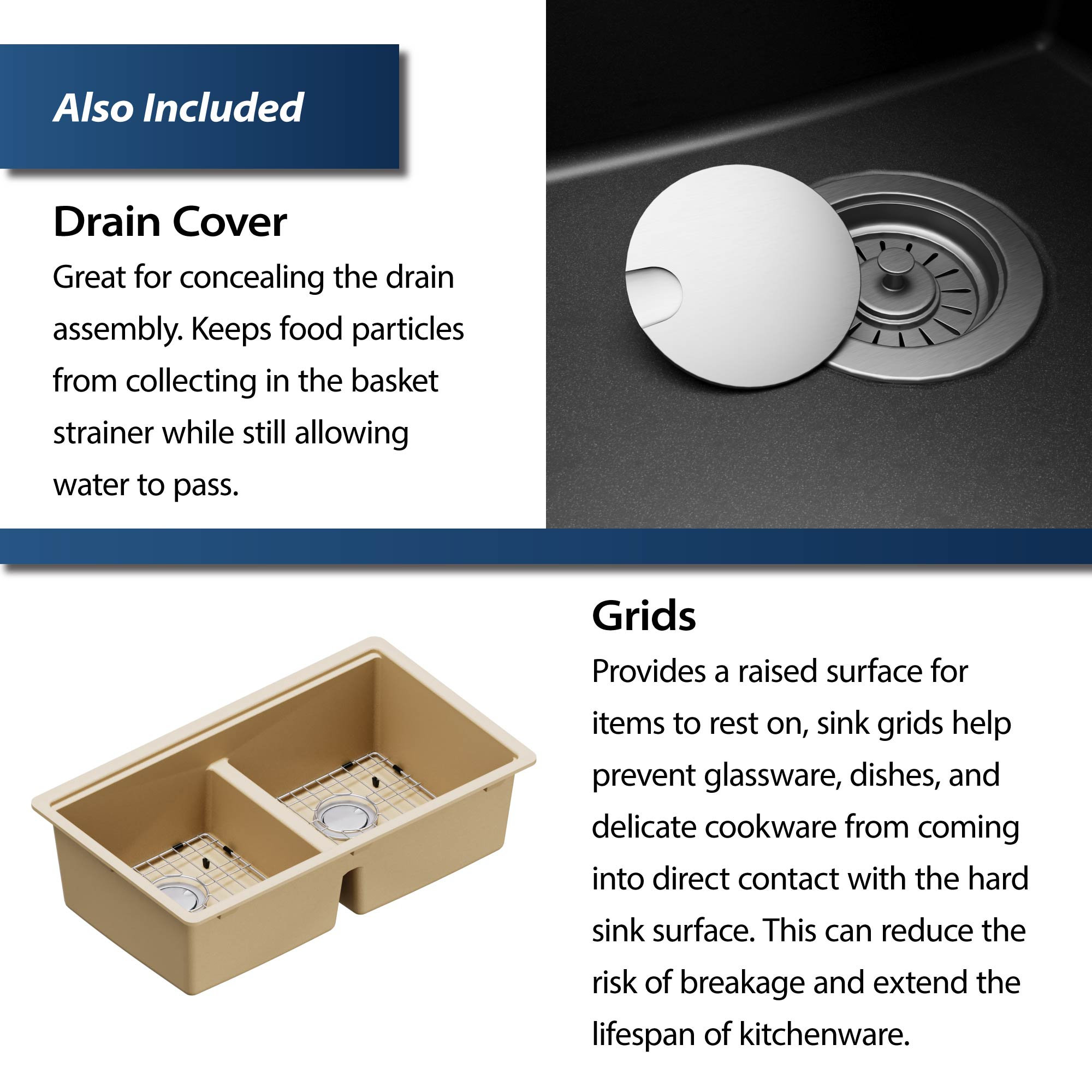 Karran Undermount 32.5 in. Double 50/50 Bowl Workstation Kitchen Sink, Bisque