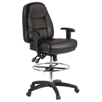 Harwick Premium Leather Drafting Chair with Arms