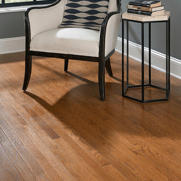 Modern, Back and White Bedroom - Nantucket Gunstock, Solid, Red Oak Hardwood