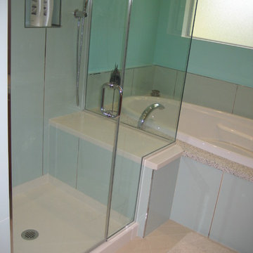 Contemporary, Beach-y Corian Shower/Tub/Countertop