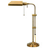 Metal Rectangular Desk Lamp With Adjustable Pole, Gold