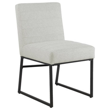 HomePop 20.5" Channeled Fabric Sustainable Woven Dining Chair in Gray