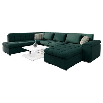 LEONARDO Sectional Sleeper Sofa, Green, Right Corner