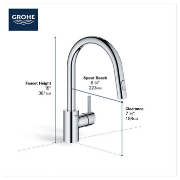 Grohe 32 665 3 Concetto 1.75 GPM 1 Hole Pull Down Kitchen Faucet - Matte Black