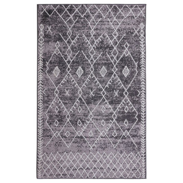 Moroccan Diamond - Geometric, Transitional Area Rug, Light Grey, 5'x8'