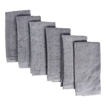 Fabbrica Home Bamboo Rayon Kitchen Drying Towels, Set of 6, Gray