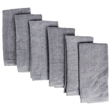 Fabbrica Home Bamboo Rayon Kitchen Drying Towels, Set of 6, Gray, Gray