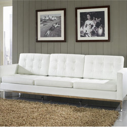 Florence Style White Leather Loft Sofa - Sofas