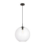 Placido Collection Pendant, 1-Light, Black and Clear Finish, 15.7"x16.5"