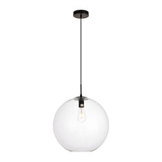 Placido Collection Pendant, 1-Light, Black and Clear Finish, 15.7"x16.5"