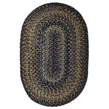 Homespice Black Forest Indoor/Outdoor Braided Rug, Black, 2'3"x3'9", Oval