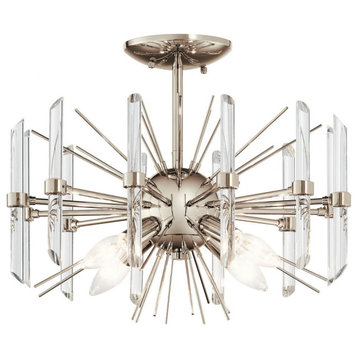 4 light Semi-Flush Mount - Contemporary inspirations - 12.75 inches tall by 16