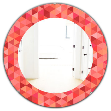 Designart Pink Spheres 14 Midcentury Frameless Oval Or Round Wall Mirror, 32x32