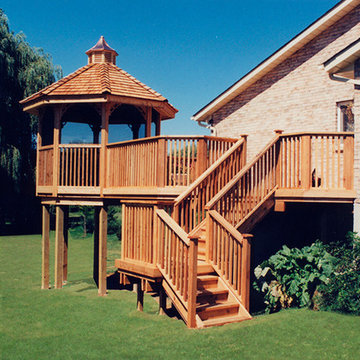 High decks over 6 feet above grade.