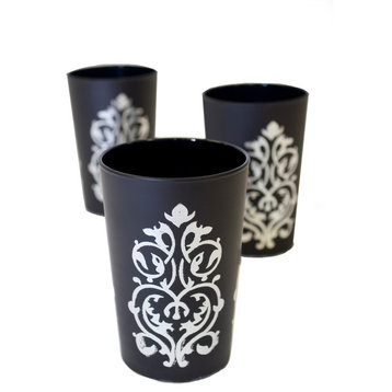 Luxury Imilchil Tea Glasses, Silver in Black, Set of 6