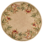 KAS - KAS Sparta 3151 Ivory Rainforest Area Rug, 5'6" Round - Our Sparta Collection is an exclusively designed line of hand-tufted carpets with an antique finish. These rugs are made in China using high density Chinese wool. Classic and new designs in floral and other styles have been constructed using current color trends. These rugs are finished with a vintage vegetable-dyed look and abrash effect. The combination of fresh colors, striking design and a rustic finish gives this collection unique trend-setting characteristics.