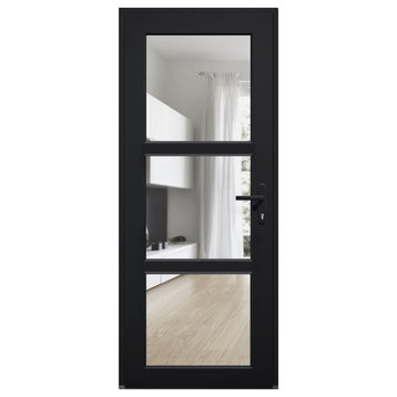Front Exterior Prehung Door See-through / Manux 8555 Black 36 x 80" Left In