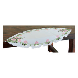 Xia Home Fashions - Summer Rose Embroidered Cutwork Spring Table Runner - Table Runners