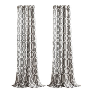Edward Trellis Room Darkening Window Curtain Gray Set 52x95