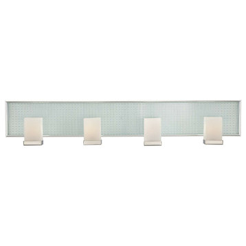 Polished Chrome And Opal Etched Glass 4 Light Bath Wall With Led Nightlight