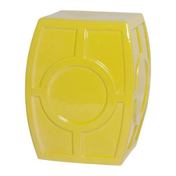 Citron &ldquo;O&rdquo; Ceramic Garden Stool - Accent And Garden Stools