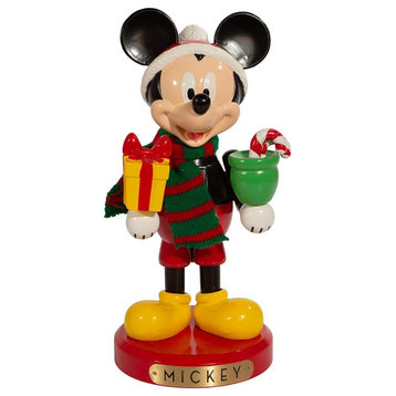 Kurt Adler Disney Mickey Mouse With Present Nutracker, 10"