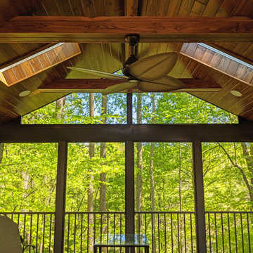 Struxture X Pergola, Sunroom, Westbury Rail Tuscany Bronze Azek Weathered Teak