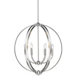 Golden Lighting - Colson 6-Light Chandelier, Pewter - The Colson Collection is a transitional industrial-chic design. Ideal for lofts, farmhouses and contemporary interiors, curvaceous arms sit inside simple round frames. The collection is extensive with ceiling and wall fixtures. The ceiling hung fixtures may be purchased with or without metal mesh shades. The optional shades shield the exposed candelabra bulbs of these elemental fixtures. All wall fixtures include shades. The fixtures are available in two finishes: a soft Pewter and a dark Etruscan Bronze to suit your tastes.