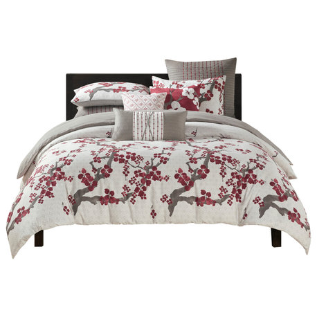 N Natori Cherry Blossom Duvet Cover Mini Set, Queen