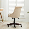 Desk Chair Adjustable Height Swivel Tilt, Nailhead Trim With Wheels, Beige